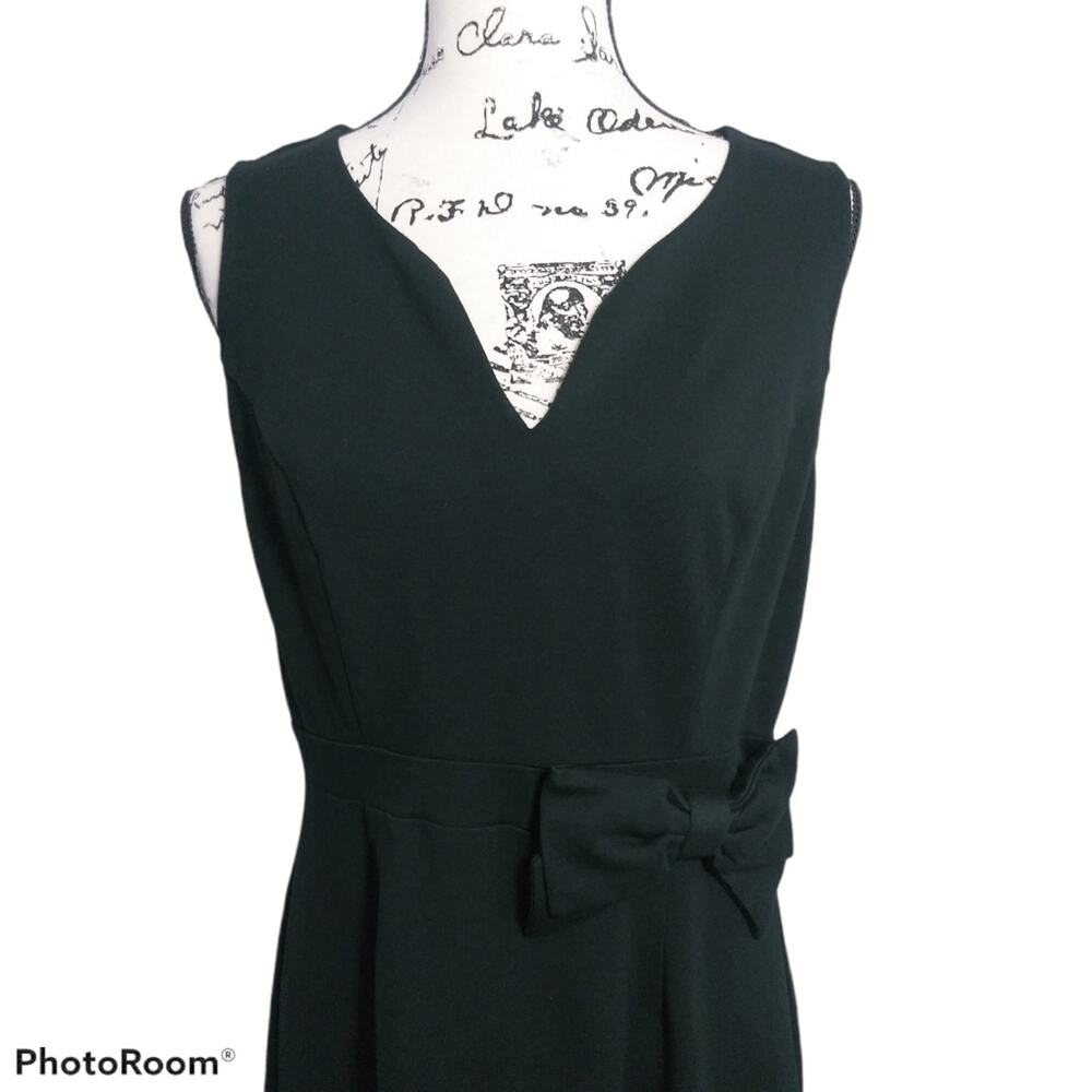 Ava By Le Tote Black Sleeveless Dress Waist Bow Cocktail LBD Size L - Picture 2 of 9